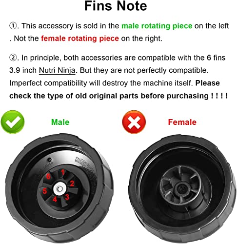 Blender Blade Replacement 6 Fins for Nutri Ninja Auto iQ BL480W-70 BL480D-30DOB A10204