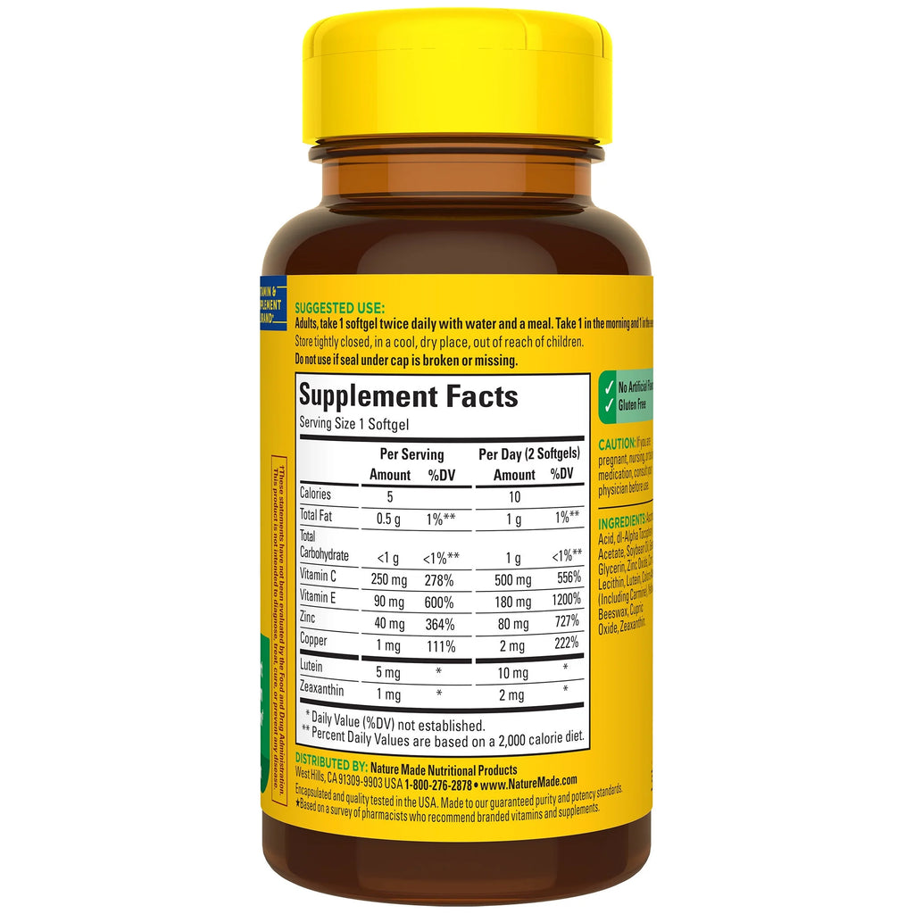 Nature Made Vision AREDS 2 Formula Softgels, Eye Vitamins, 60 Count D965919