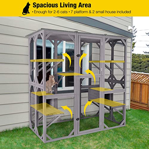 Aivituvin Outdoor Cat Enclosure Large Walk-in Cat Cage with Tarp Roof C695534