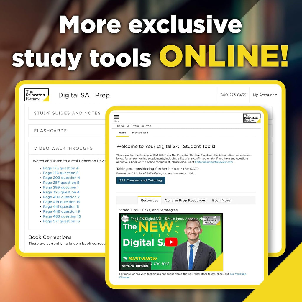 Princeton Review Digital SAT Premium Prep, 2025: 5 Practice Tests & Online Tools U14665