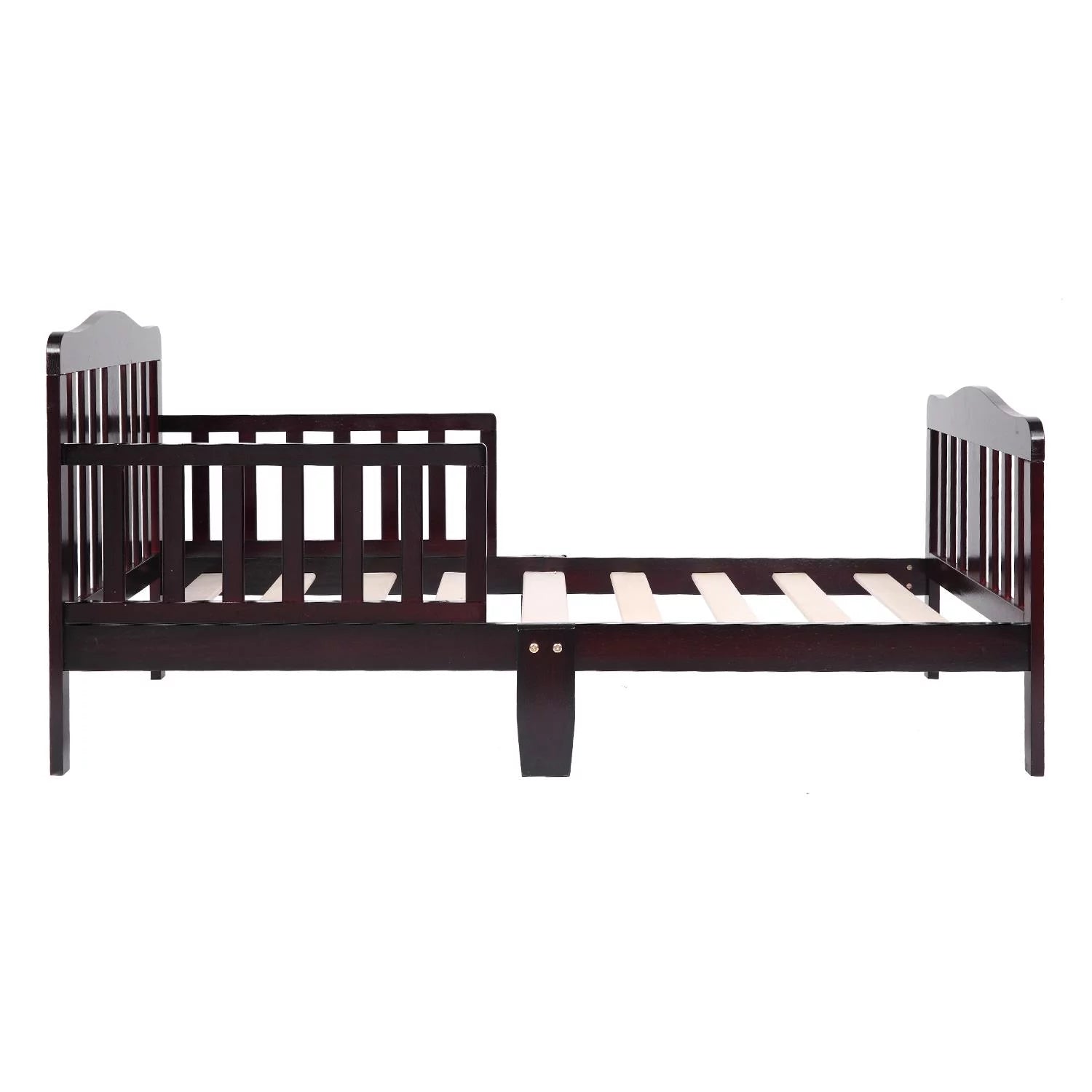 UBesGoo Toddler Wood Bed with Safety Rail Fence, Cherry Z260686