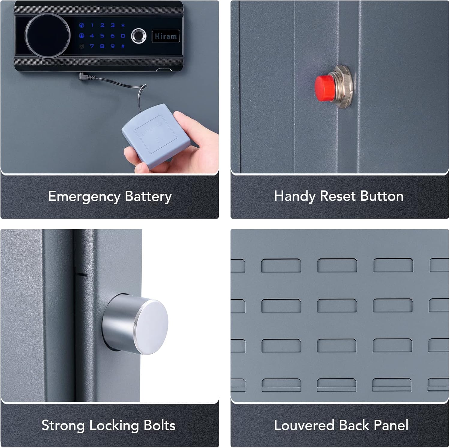 HIRAM Large Gun Safe for Rifles and Pistols, Biometric Fingerprint Lock, 6 Long Guns 12 Handguns D6547