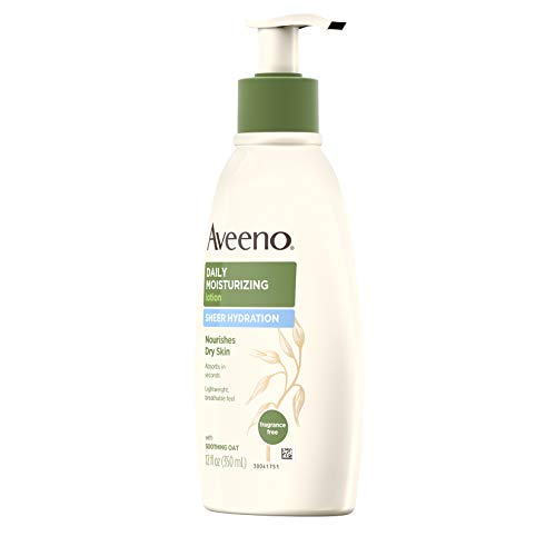 Aveeno Sheer Hydration Daily Moisturizing Lotion for Dry Skin, Fragrance-Free, 12 Fl. Oz J352