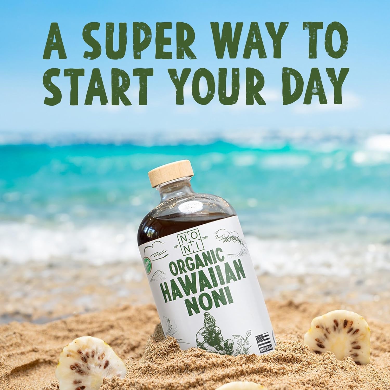Healing Noni Organic Hawaiian Noni Juice, 32oz Glass Bottle R37830
