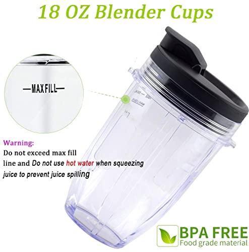 Replacement 32oz Blender Cup with Sip & Seal Lid, 2-Pack for Nutri Ninja H5036