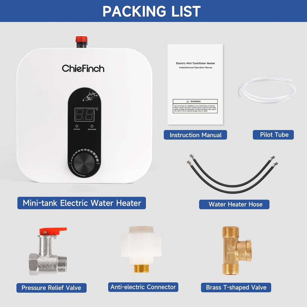 Mini-Tank Electric Under Sink Water Heater 2.6 Gallon, 110V/120V 1500W, White F927624