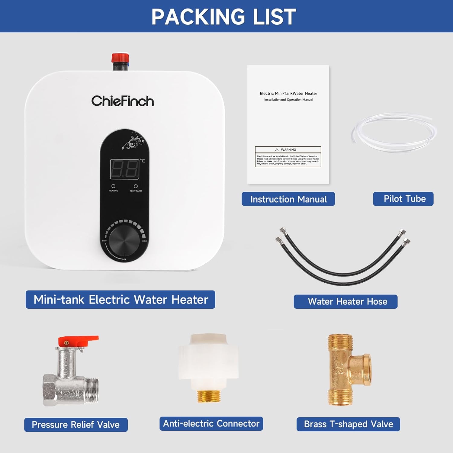 Mini-Tank Electric Under Sink Water Heater 2.6 Gallon, 110V/120V 1500W, White F927624