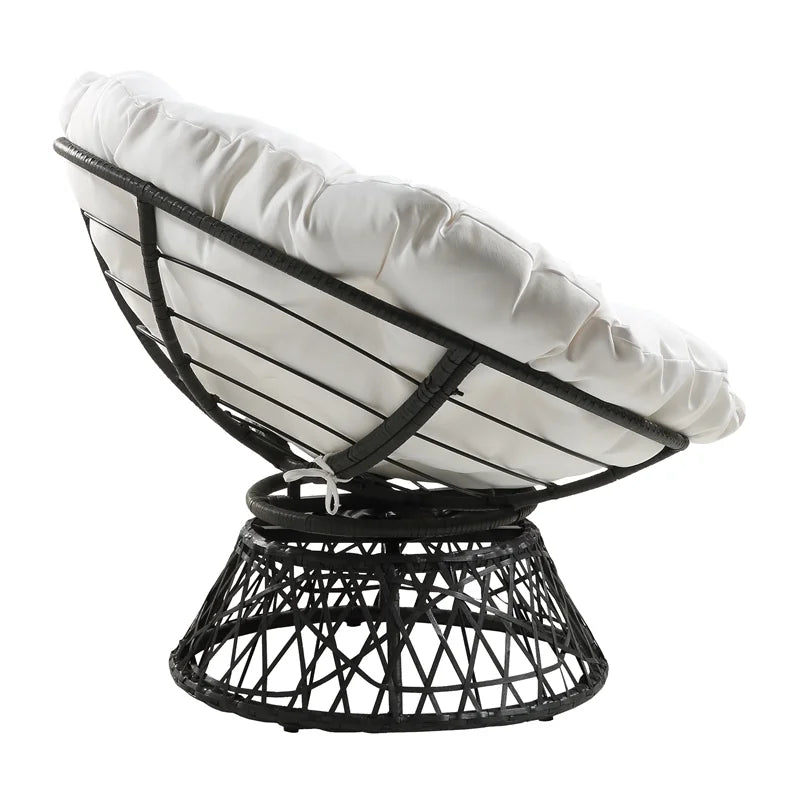 OSP Home Furnishings Papasan Chair with White Cushion and Black Frame W475806