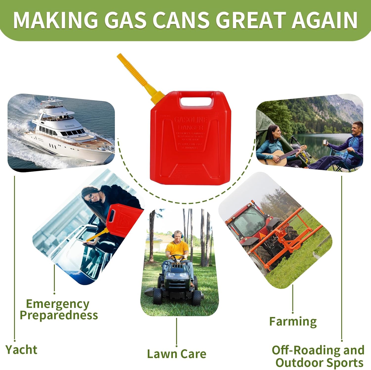 Gas Can Spout Replacement, Anti-Spill Nozzle with Flexible Tip, Fits 1-10 Gal P9866
