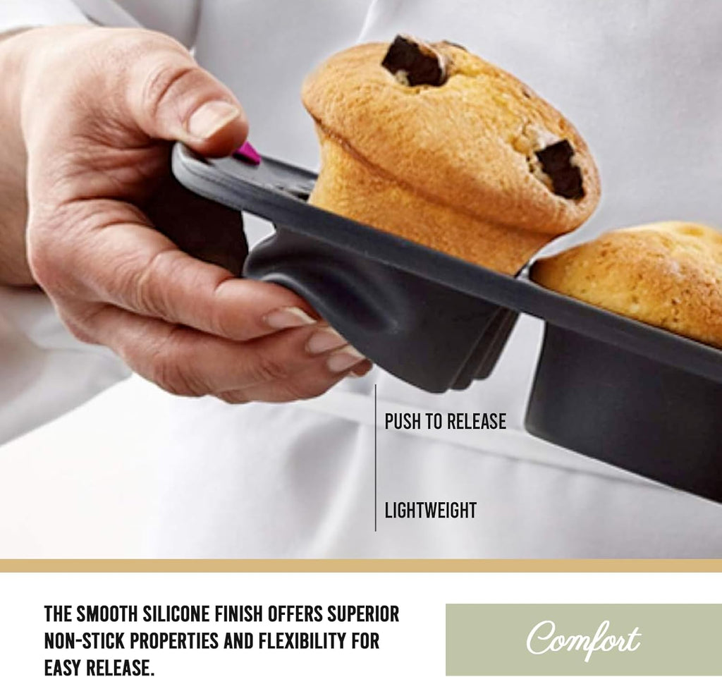 Trudeau Silicone Muffin Pan, 12 Cup, Grey/Mint L742531