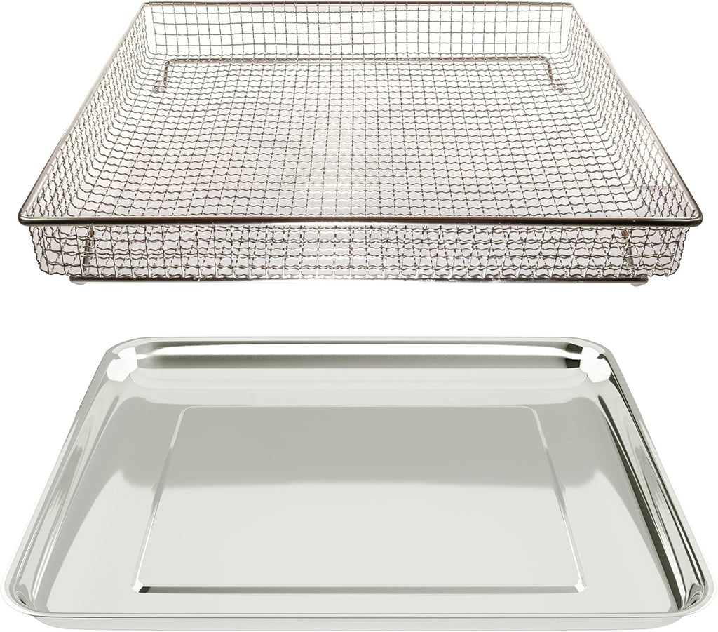 Univen Stainless Steel Baking Tray Pan and Air Fryer Basket Compatible with Cuisinart Airfryer TOA-060 and TOA-065