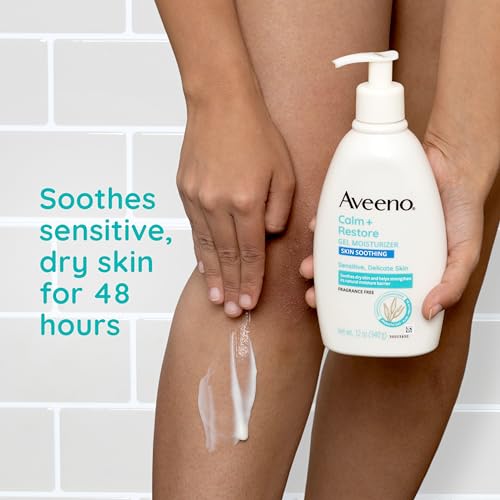 Aveeno Calm + Restore Body Moisturizer Gel for Sensitive Skin, Fragrance Free, 12 OZ V2476