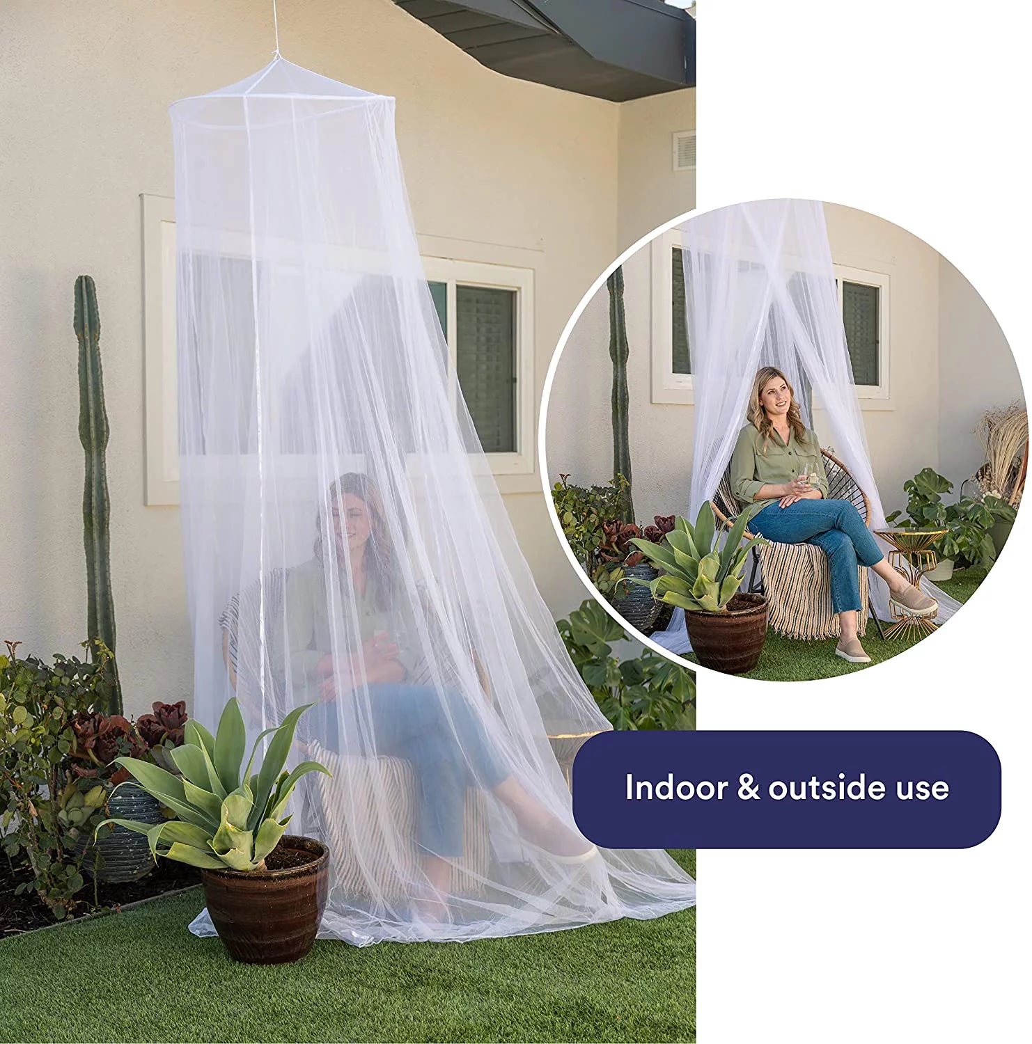 Even Naturals Luxury Mosquito Net Bed Canopy, Ultra Large Bug Net, Mesh 380, 2 Entries I4329