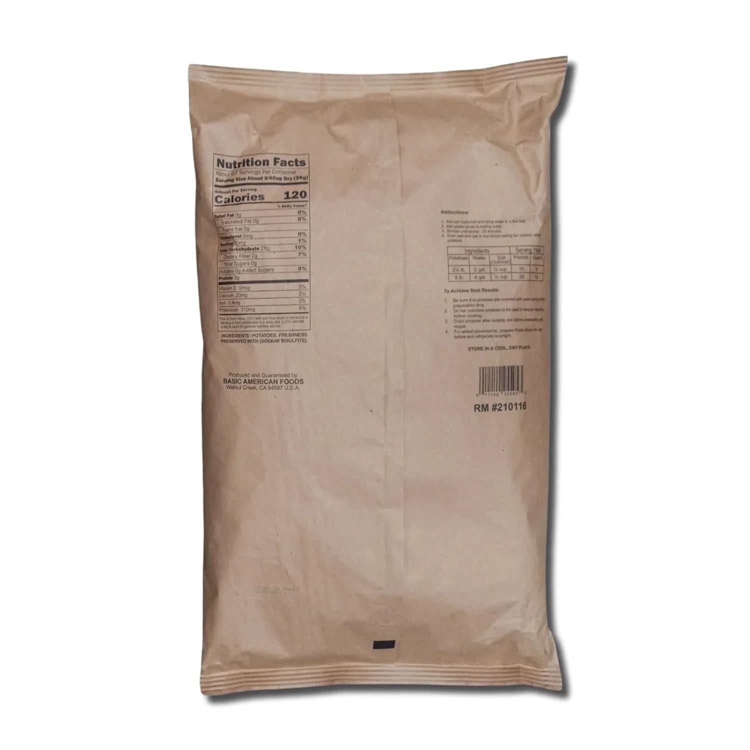Dehydrated Potato Slices Value Pack 5 Pound Bulk Bag E146815