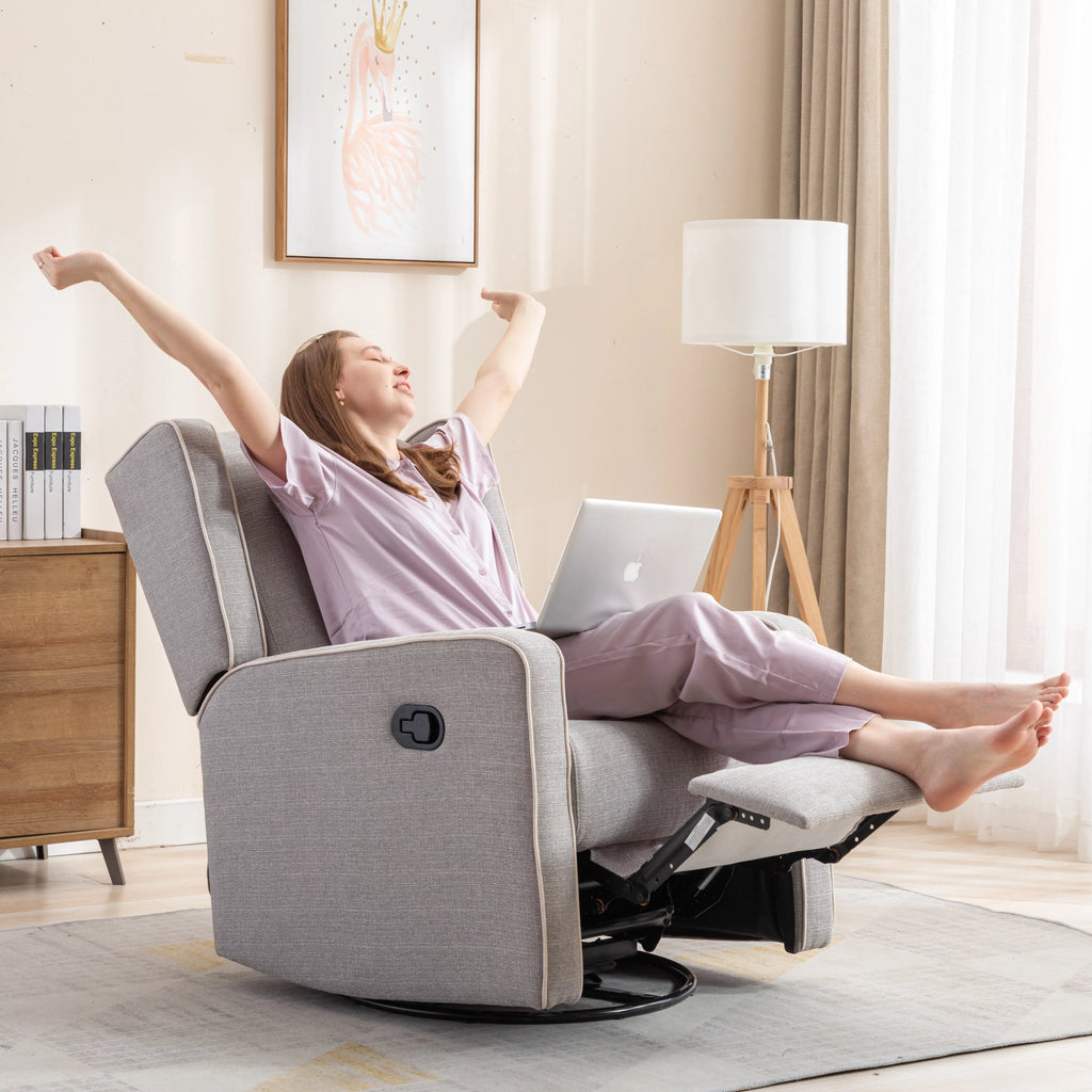 Bonzy Home Swivel Rocker Recliner Chair, Gray R713299