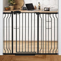 37.4" Extra Tall Baby Gate for Stairs Doorways with Door, 29-52.5" Wide Easy Install Dog Gate Indoor, Safety Metal Pressure Mounted Pet Gate with Walk-Thru Auto Close for The House, Black